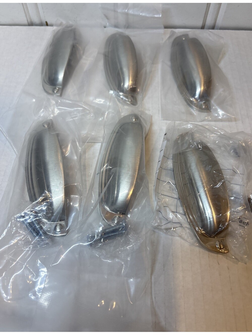Set of 6 New Cabinet & Drawer Cup Pulls Brushed Nickel Kitchen Hardware 4 5/8”
